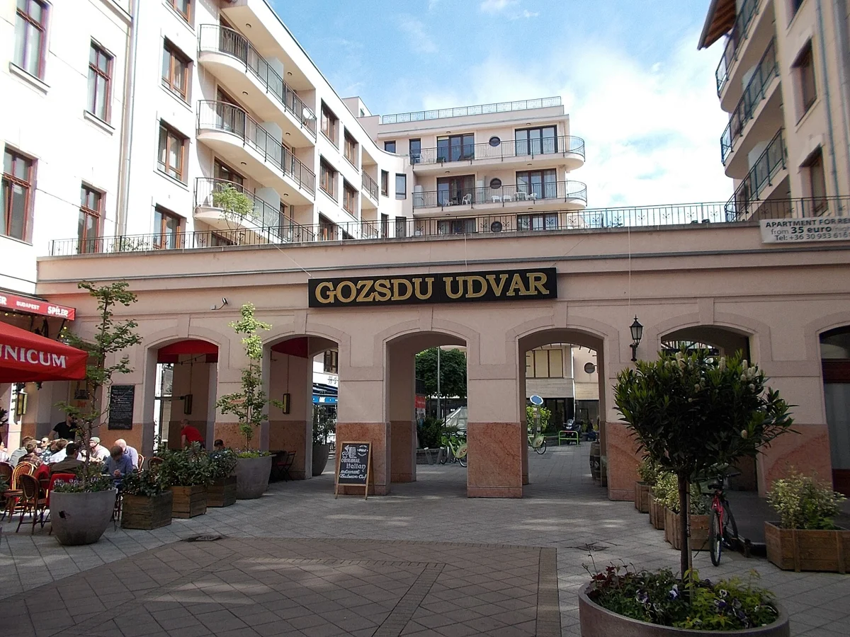 The arcades of Gozsdu Udvar, home of a design market among the best Christmas markets in Budapest